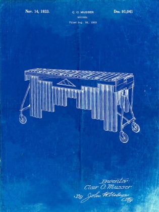 Picture of PP949-FADED BLUEPRINT MARIMBA POSTER