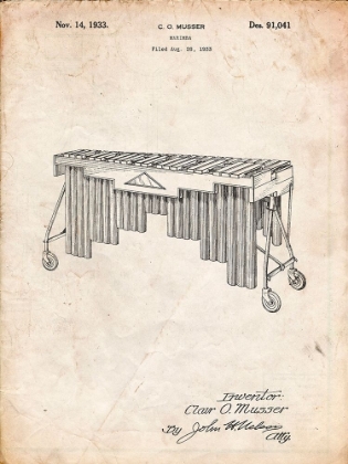 Picture of PP949-VINTAGE PARCHMENT MARIMBA POSTER