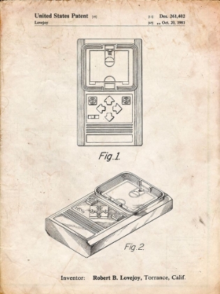 Picture of PP950-VINTAGE PARCHMENT MATTEL ELECTRONIC BASKETBALL GAME PATENT POSTER
