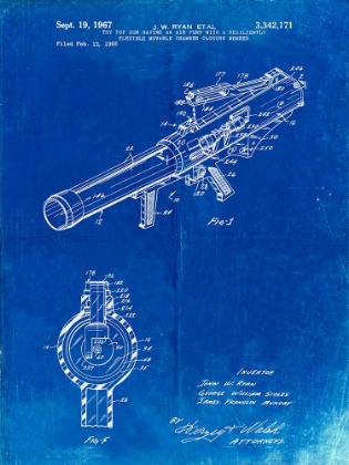 Picture of PP952-FADED BLUEPRINT MATTEL TOY POP GUN PATENT POSTER