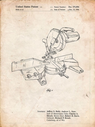 Picture of PP956-VINTAGE PARCHMENT MILWAUKEE COMPOUND MITER SAW PATENT POSTER