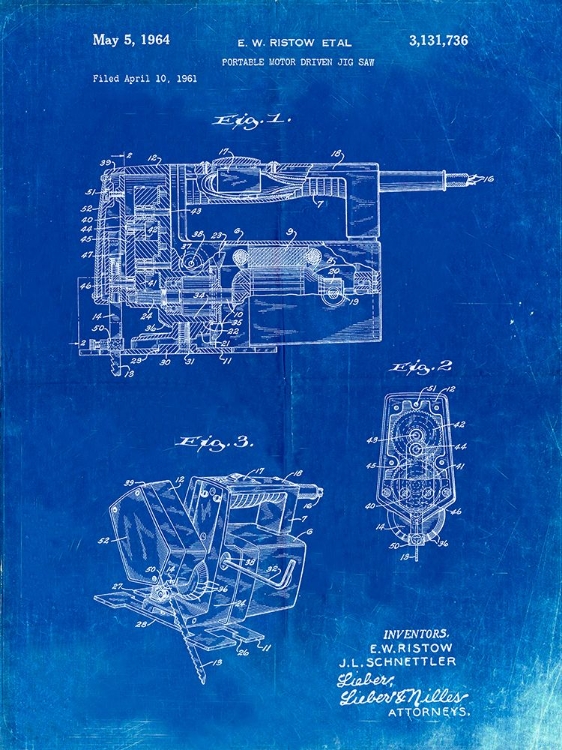 Picture of PP957-FADED BLUEPRINT MILWAUKEE PORTABLE JIG SAW PATENT POSTER