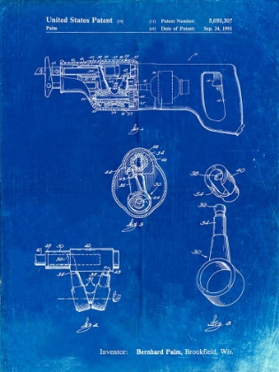 Picture of PP958-FADED BLUEPRINT MILWAUKEE RECIPROCATING SAW PATENT POSTER