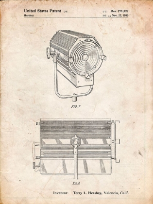 Picture of PP961-VINTAGE PARCHMENT MOLE-RICHARDSON FILM LIGHT PATENT POSTER