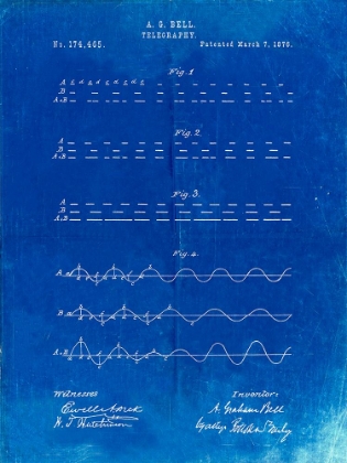 Picture of PP962-FADED BLUEPRINT MORSE CODE PATENT POSTER