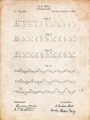 Picture of PP962-VINTAGE PARCHMENT MORSE CODE PATENT POSTER