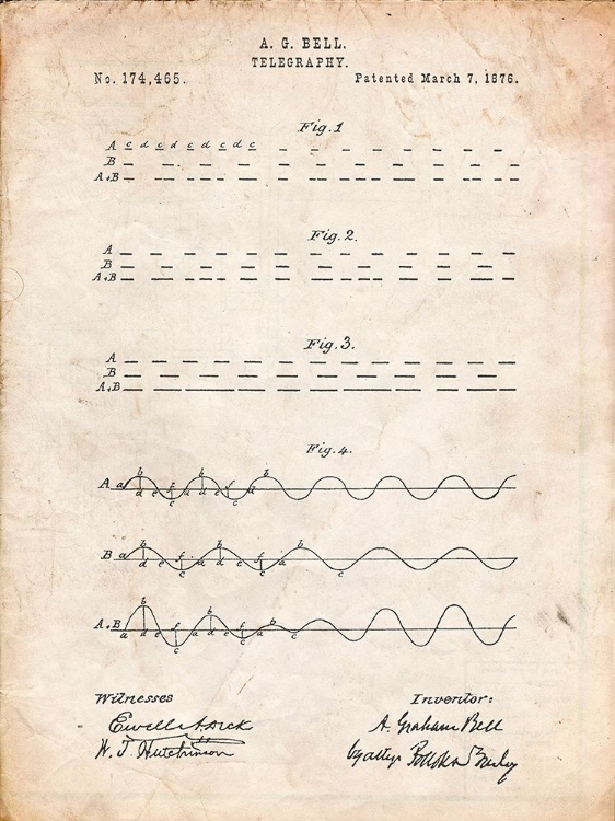 Picture of PP962-VINTAGE PARCHMENT MORSE CODE PATENT POSTER