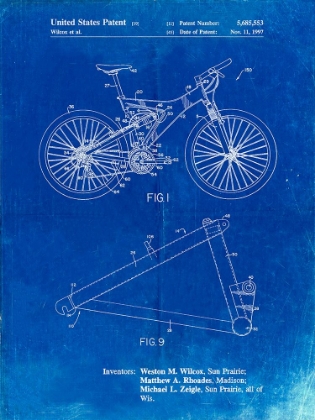 Picture of PP965-FADED BLUEPRINT MOUNTAIN BIKE PATENT ART