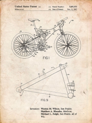 Picture of PP965-VINTAGE PARCHMENT MOUNTAIN BIKE PATENT ART