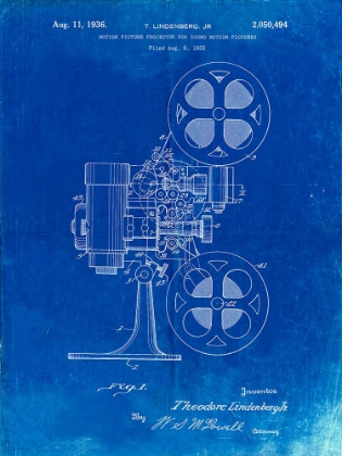 Picture of PP966-FADED BLUEPRINT MOVIE PROJECTOR 1933 PATENT POSTER