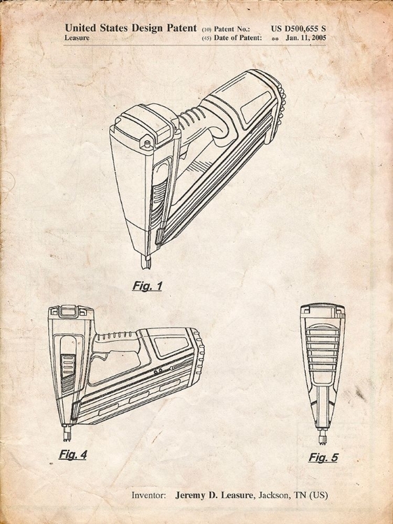 Picture of PP968-VINTAGE PARCHMENT NAIL GUN POSTER