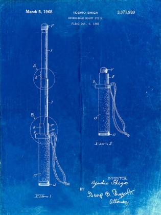 Picture of PP970-FADED BLUEPRINT NIGHT STICK PATENT POSTER