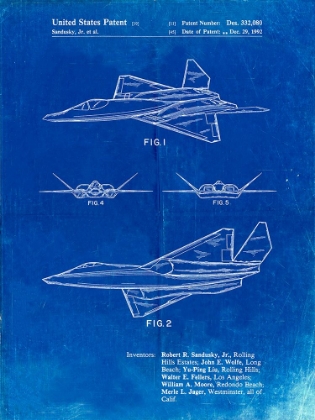 Picture of PP972-FADED BLUEPRINT NORTHROP F-23 FIGHTER STEALTH PLANE PATENT 