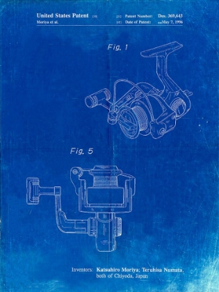Picture of PP973-FADED BLUEPRINT OPEN FACE SPINNING FISHING REEL PATENT POSTER