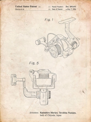 Picture of PP973-VINTAGE PARCHMENT OPEN FACE SPINNING FISHING REEL PATENT POSTER