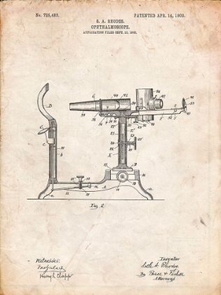 Picture of PP974-VINTAGE PARCHMENT OPHTHALMOSCOPE PATENT 