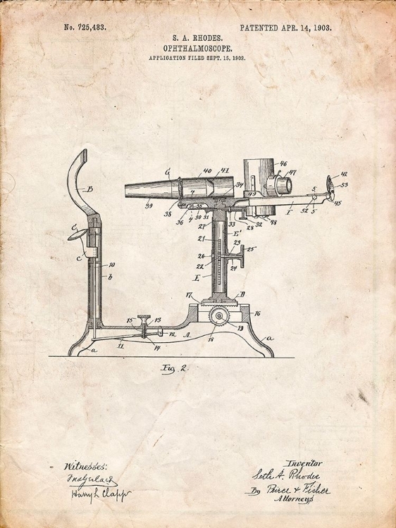 Picture of PP974-VINTAGE PARCHMENT OPHTHALMOSCOPE PATENT 