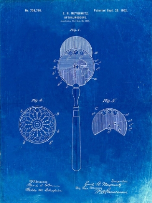Picture of PP975-FADED BLUEPRINT OPHTHALMOSCOPE PATENT POSTER