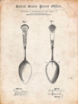 Picture of PP977-VINTAGE PARCHMENT OSIRIS STERLING FLATWARE SPOON PATENT POSTER