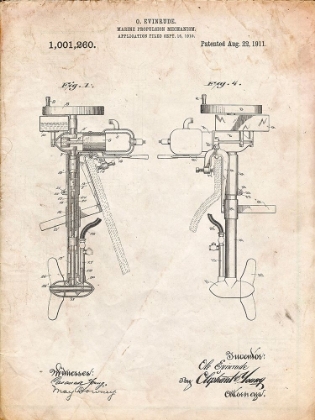 Picture of PP979-VINTAGE PARCHMENT OTOSCOPE PATENT PRINT