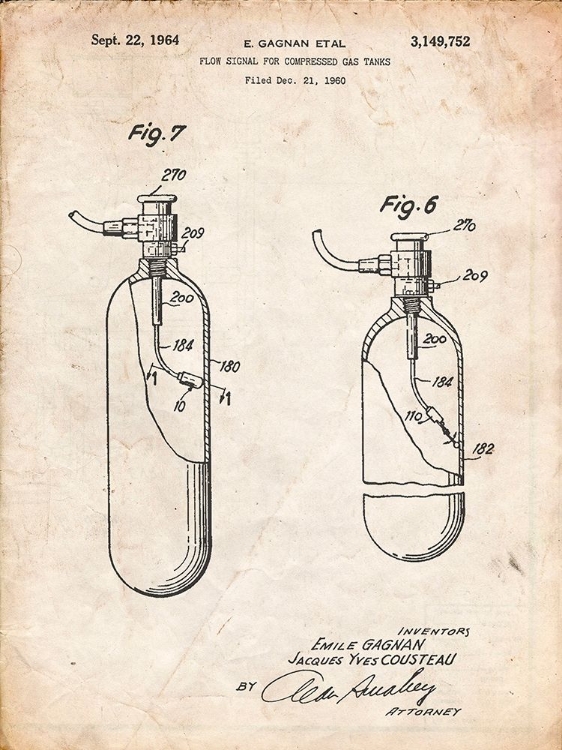 Picture of PP981-VINTAGE PARCHMENT OXYGEN TANK POSTER