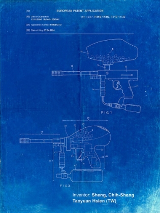 Picture of PP982-FADED BLUEPRINT PAINTBALL GUN PATENT ART