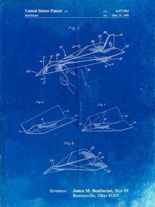 Picture of PP983-FADED BLUEPRINT PAPER AIRPLANE PATENT POSTER