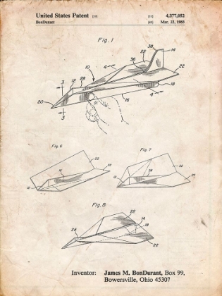 Picture of PP983-VINTAGE PARCHMENT PAPER AIRPLANE PATENT POSTER