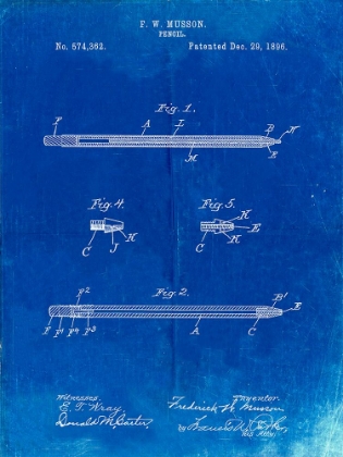 Picture of PP984-FADED BLUEPRINT PENCIL PATENT POSTER