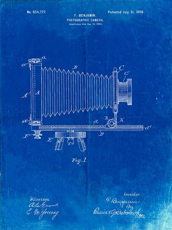 Picture of PP985-FADED BLUEPRINT PHOTOGRAPHIC CAMERA PATENT POSTER