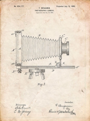 Picture of PP985-VINTAGE PARCHMENT PHOTOGRAPHIC CAMERA PATENT POSTER