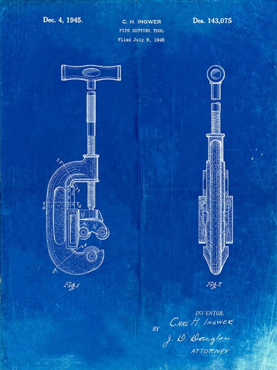 Picture of PP986-FADED BLUEPRINT PIPE CUTTING TOOL PATENT POSTER