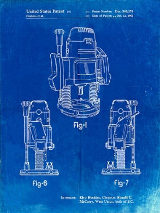 Picture of PP991-FADED BLUEPRINT PLUNGE ROUTER PATENT POSTER