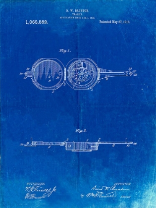 Picture of PP992-FADED BLUEPRINT POCKET TRANSIT COMPASS 1919 PATENT POSTER