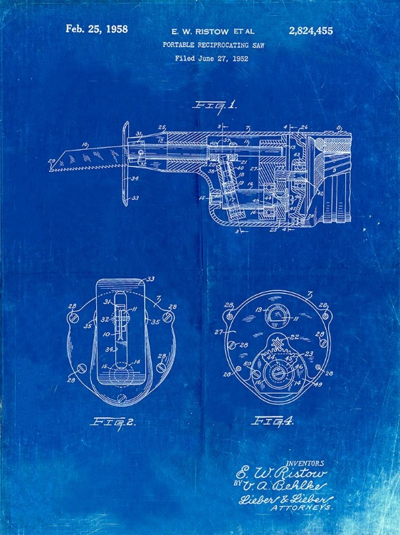 Picture of PP996-FADED BLUEPRINT PORTABLE RECIPROCATING SAW POSTER