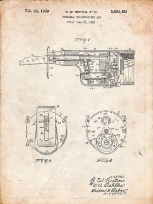 Picture of PP996-VINTAGE PARCHMENT PORTABLE RECIPROCATING SAW POSTER