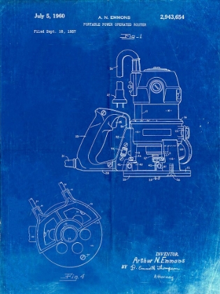Picture of PP997-FADED BLUEPRINT PORTER CABLE HAND ROUTER PATENT POSTER