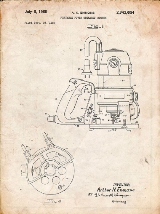 Picture of PP997-VINTAGE PARCHMENT PORTER CABLE HAND ROUTER PATENT POSTER