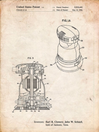 Picture of PP998-VINTAGE PARCHMENT PORTER CABLE PALM GRIP SANDER PATENT POSTER