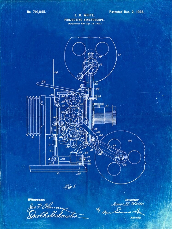 Picture of PP1000-FADED BLUEPRINT PROJECTING KINETOSCOPE PATENT POSTER