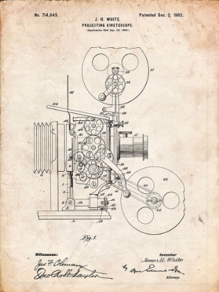 Picture of PP1000-VINTAGE PARCHMENT PROJECTING KINETOSCOPE PATENT POSTER