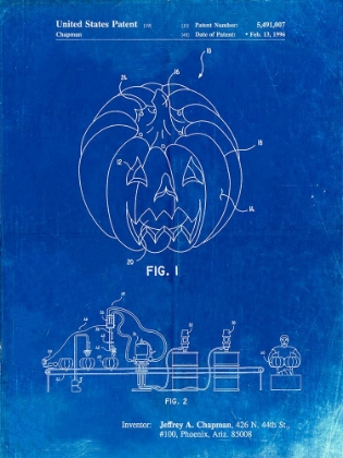Picture of PP1003-FADED BLUEPRINT PUMPKIN PATENT POSTER