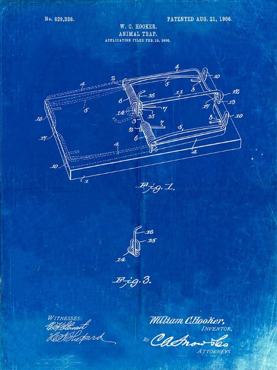 Picture of PP1007-FADED BLUEPRINT RAT TRAP PATENT PRINT