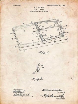 Picture of PP1007-VINTAGE PARCHMENT RAT TRAP PATENT PRINT