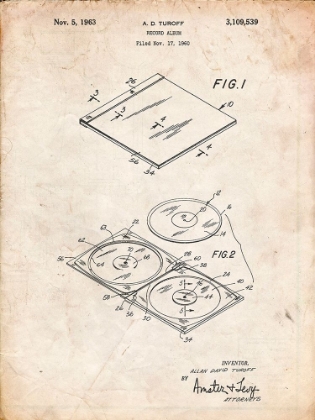 Picture of PP1008-VINTAGE PARCHMENT RECORD ALBUM PATENT POSTER