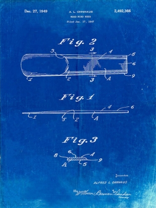 Picture of PP1010-FADED BLUEPRINT REED PATENT POSTER
