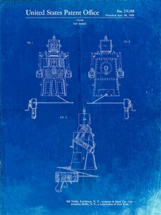 Picture of PP1014-FADED BLUEPRINT ROBERT THE ROBOT 1955 TOY ROBOT PATENT POSTER