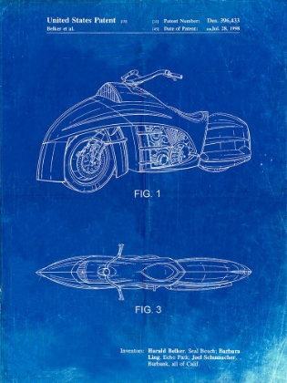 Picture of PP1015-FADED BLUEPRINT ROBIN MOTORCYCLE PATENT POSTER