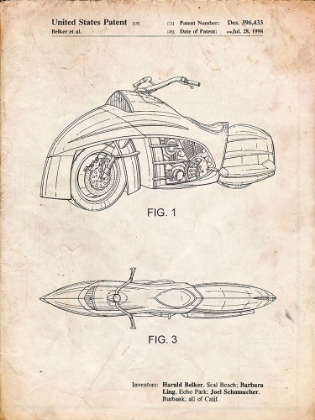 Picture of PP1015-VINTAGE PARCHMENT ROBIN MOTORCYCLE PATENT POSTER