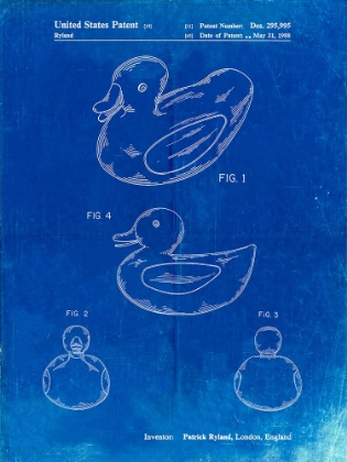 Picture of PP1021-FADED BLUEPRINT RUBBER DUCKY PATENT POSTER